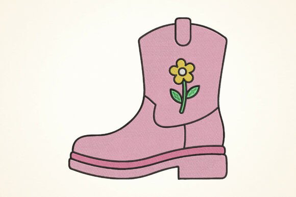 Download Pink Cowgirl Boot Embroidery Design - Embroidery design Collection