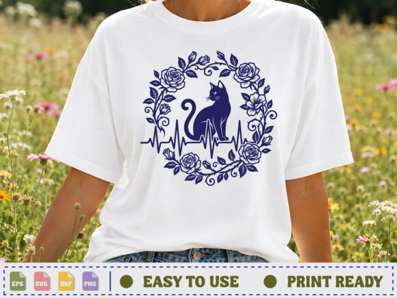 Download Rose Cat Heartbeat SVG Design - Svg Collection
