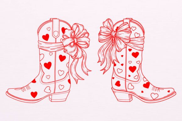 Download Cowboy Boots Valentine SVG with Hearts - Svg Collection