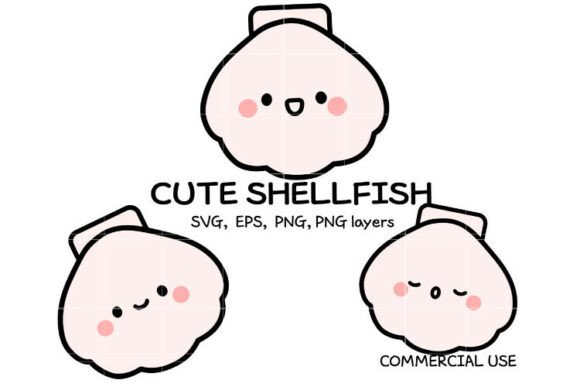 Download Cute Shellfish SVG Bundle | Kawaii Seash - Svg Collection