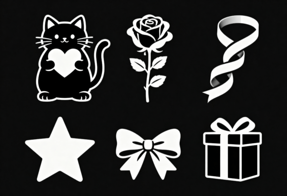 Download Cute Cat Rose Gift Bow Star Ribbon SVG - Svg Collection