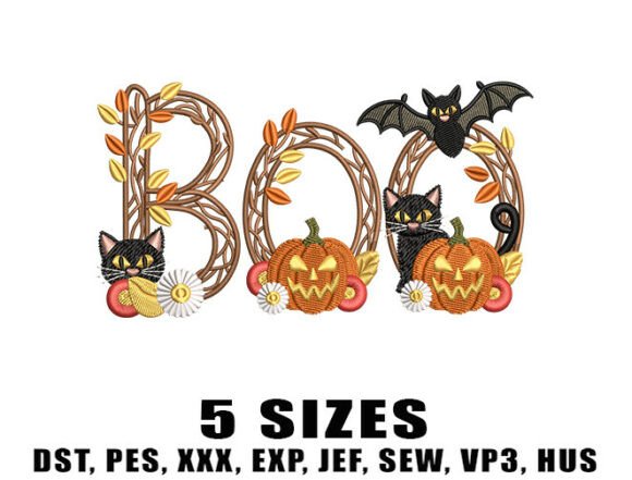Download Boo Pumpkin Cat Embroidery Design - Embroidery design Collection