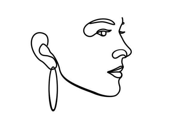 Download Woman Face Hoop Earring One Line SVG - Svg Collection