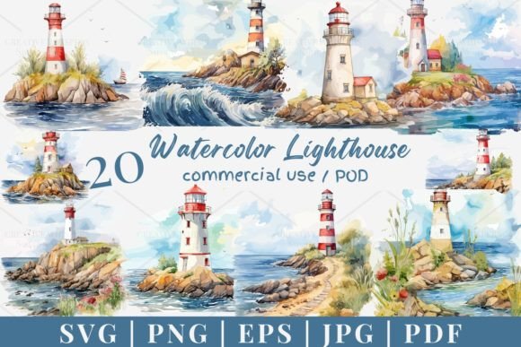 Download 20 Watercolor Lighthouse, SVG, PNG 954 - Svg Collection
