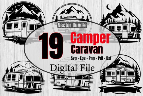Download CAMPER CARAVAN SVG Bundle,Travel Trailer - Svg Collection