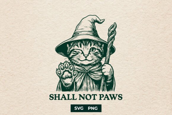Download Funny Wizard Cat SVG Shall Not Paws PNG - Svg Collection