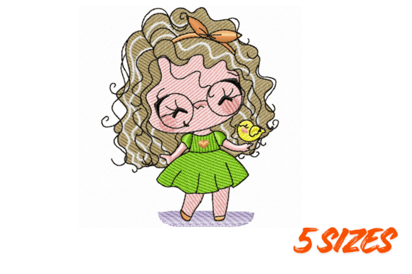 Download Curly Girl Embroidery Design Set - Embroidery design Collection