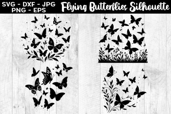 Download Flying Butterflies Silhouettes SVG EPS - Svg Collection