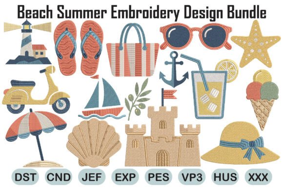 Download Beach Summer Embroidery Design Bundle - Embroidery design Collection
