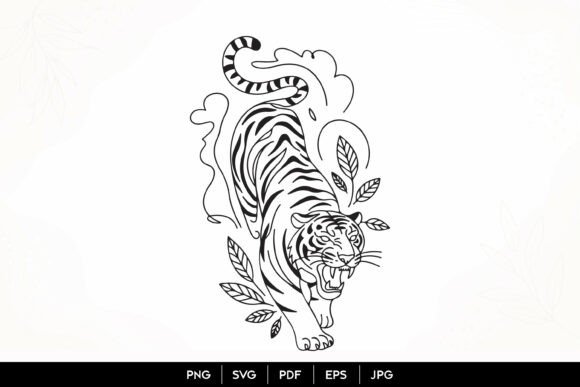 Download Roaring Tiger Line Art SVG - Svg Collection