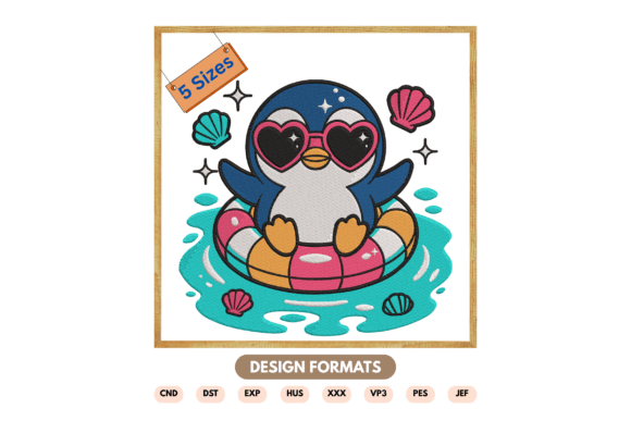 Download Cute Penguin Summer Embroidery Design - Embroidery design Collection