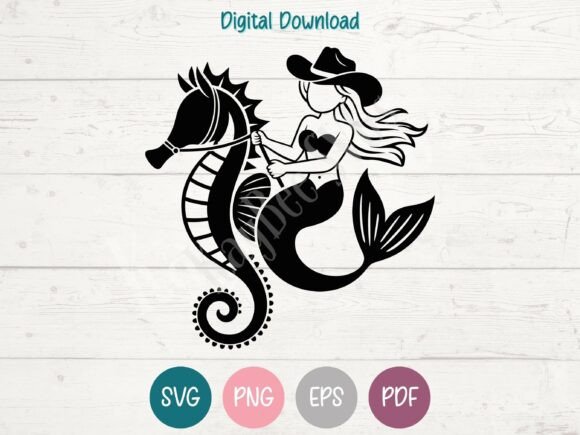 Download Cowgirl Mermaid Leading Seahorse SVG - Svg Collection