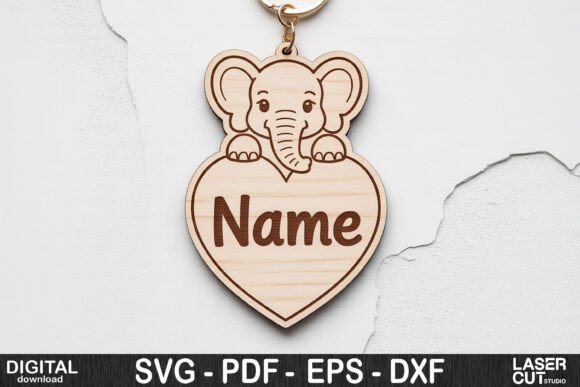 Download Elephant Heart Name Keychain SVG - Svg Collection