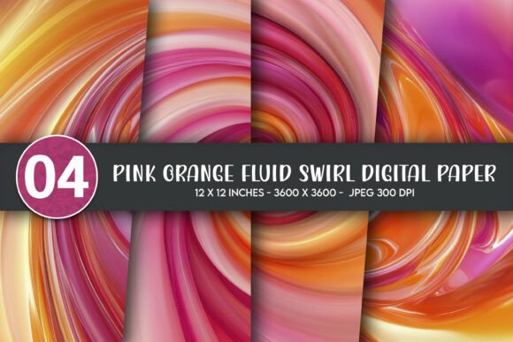 Download Pink Orange Fluid Swirl Digital Paper - Fluid Collection