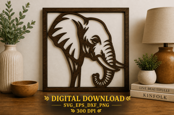 Download Elephant Head Wall Art SVG Laser Cut Fil - Svg Collection