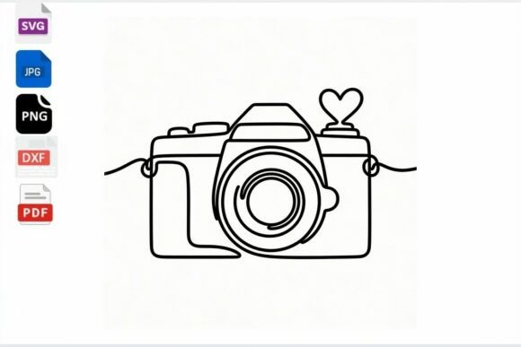 Download Camera Heart Line Art SVG PNG DXF Vector - Svg Collection