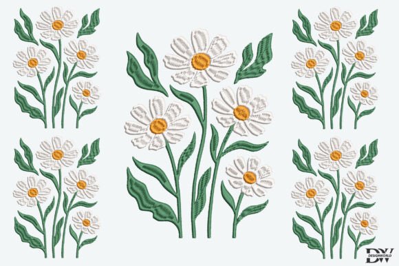 Download White Flowers Embroidery Design - Embroidery design Collection