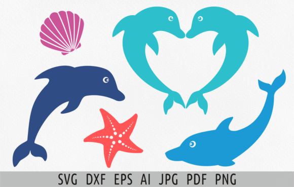 Download Dolphins Sea Creatures Shell SVG - Svg Collection
