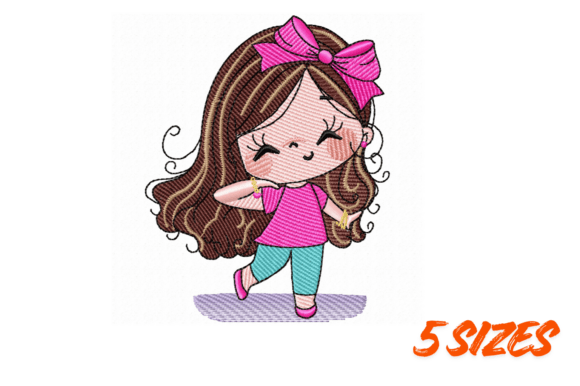 Download Cute Pink Girl Embroidery Design - Embroidery design Collection
