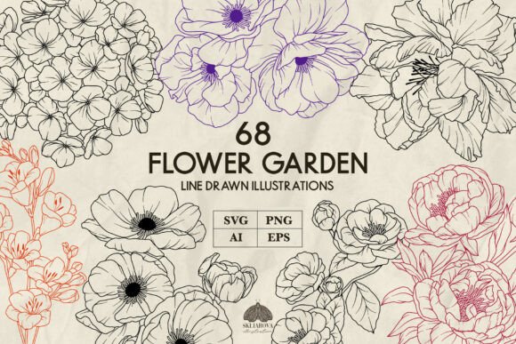 Download Flower Garden Line Art Svg Png - Svg Collection