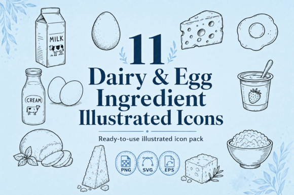 Download 11 Food Icon Set Dairy Egg - SVG PNG EPS - Svg Collection