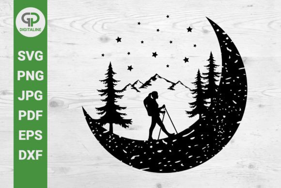 Download Walking on the Moon SVG, Girl Hiking SVG - Svg Collection